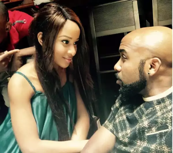 Singer Banky W And Wife, Adesua Etomi Stare Intensely At Each Other (Photo)